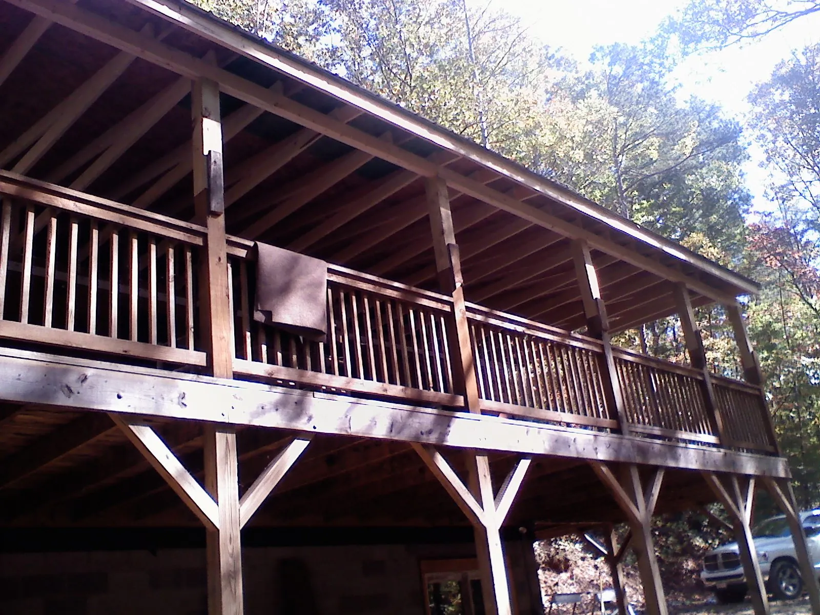 Timber framing under a new elevated porch and deck — Roof Leak Repair in Beachwood by Roofing Brothers