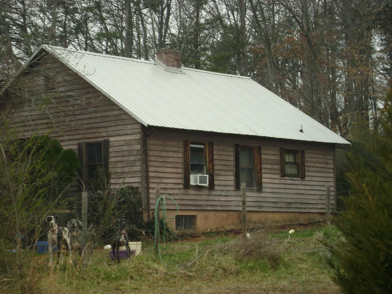 White metal roof on an old wood sided farmhouse, from a Asphalt Shingle Roof Repair job in Beachwood